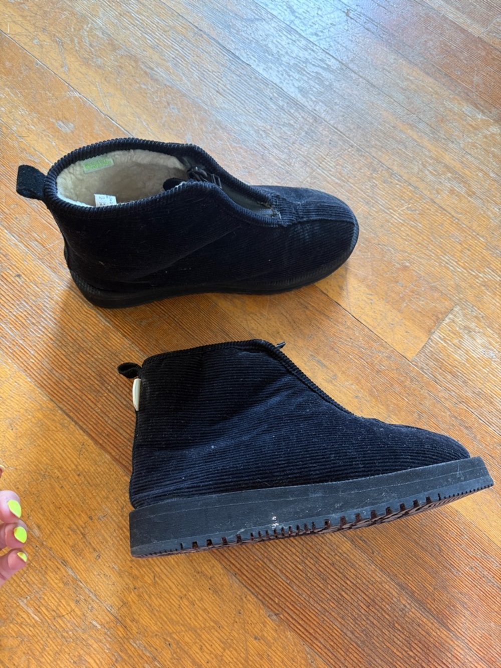 Suicoke Black Corduroy Zip Front Ankle Boots